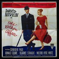 f346 SILKEN AFFAIR six-sheet movie poster '56 David Niven, Genevieve Page