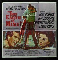 f353 THIS EARTH IS MINE six-sheet movie poster '59 Rock Hudson, Simmons