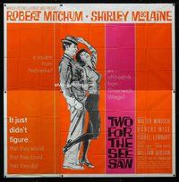 f354 TWO FOR THE SEESAW six-sheet movie poster '62 Robert Mitchum, MacLaine
