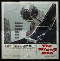 f360 WRONG MAN six-sheet movie poster '57 Henry Fonda, Miles, Hitchcock