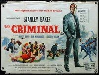 f373 CRIMINAL British quad movie poster '60 tough Stanley Baker!