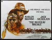 f396 MISSOURI BREAKS British quad movie poster '76 Brando, Nicholson