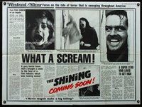 f413 SHINING teaser British quad movie poster '80 Stephen King,Kubrick