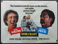 f417 STIR CRAZY British quad movie poster '80 Gene Wilder, Pryor