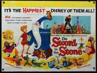 f419 SWORD IN THE STONE British quad movie poster '64 Walt Disney