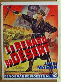 h185 DESERT FOX Belgian movie poster '51 James Mason as Rommel!