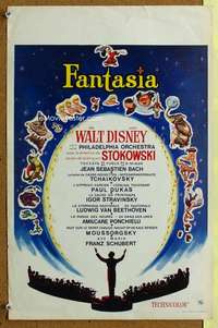 h191 FANTASIA Belgian movie poster R60s Mickey Mouse, Disney classic!