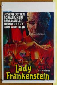 h210 LADY FRANKENSTEIN Belgian movie poster '72 sexy horror image!