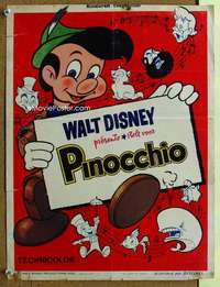 h232 PINOCCHIO Belgian movie poster R63 Disney classic cartoon!