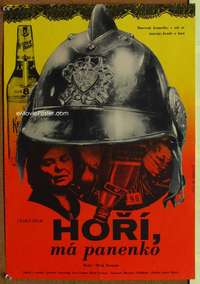 h151 FIREMEN'S BALL Czech movie poster '67 Milos Forman, U. Bidlo art!