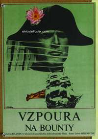 h160 MUTINY ON THE BOUNTY Czech movie poster '62 cool Waliubry art!