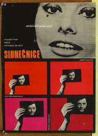 h173 SUNFLOWER Czech movie poster '70 De Sica, Loren, Fiser art!