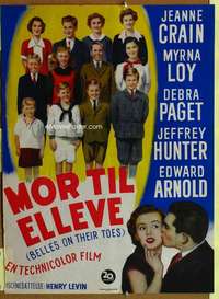 h126 BELLES ON THEIR TOES Danish movie poster '52 Jeanne Crain, Loy