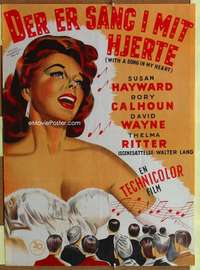 h140 WITH A SONG IN MY HEART Danish movie poster '52 Susan Hayward