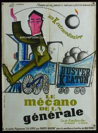 h068 GENERAL French 23x31 movie poster R60s art of Buster Keaton!