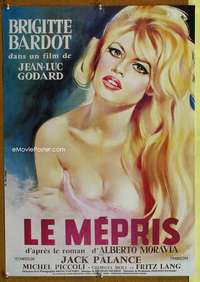 h080 LE MEPRIS French 20x28 movie poster R70s Godard, Brigitte Bardot