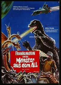 h298 DESTROY ALL MONSTERS German movie poster R80s Honda, Godzilla!
