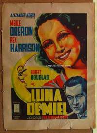 h122 OVER THE MOON Mexican movie poster '39 great Vargas art!