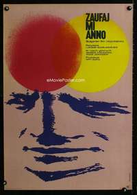 h371 CRACK-UP Polish 23x33 movie poster '66 Piwonski abstract art of man w/red & yellow suns!