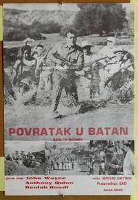 h256 BACK TO BATAAN Yugoslavian movie poster '60s John Wayne, Anthony Quinn