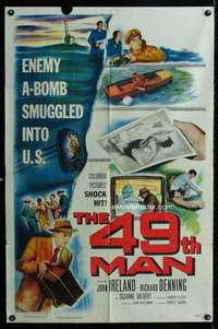 m059 49th MAN one-sheet movie poster '53 atomic bomb smuggled into U.S.!