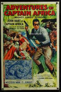 m070 ADVENTURES OF CAPTAIN AFRICA Chap 1 one-sheet movie poster '55 serial!