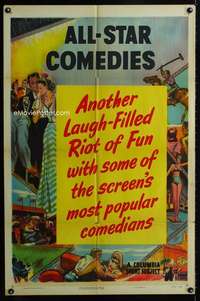 m081 ALL-STAR COMEDIES one-sheet movie poster '50 Columbia comedy shorts!
