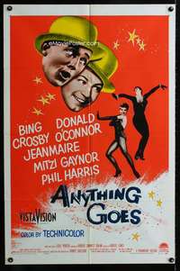 m091 ANYTHING GOES one-sheet movie poster '56 Bing Crosby, O'Connor