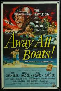 m099 AWAY ALL BOATS one-sheet movie poster '56 Chandler, Reynold Brown art!