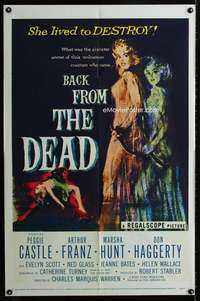 m101 BACK FROM THE DEAD one-sheet movie poster '57 Peggie Castle, horror!