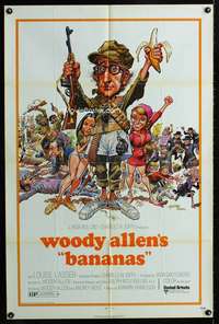m104 BANANAS one-sheet movie poster '71 Woody Allen, Jack Davis art!