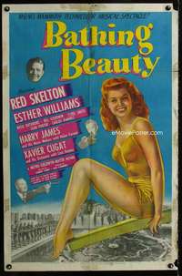 m108 BATHING BEAUTY style D one-sheet movie poster '44 sexy Esther Williams!