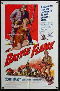 m109 BATTLE FLAME one-sheet movie poster '59 Marine Corps, Scott Brady