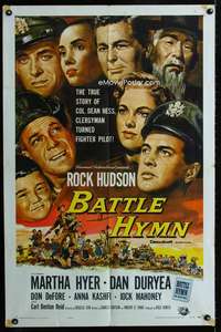 m111 BATTLE HYMN one-sheet movie poster '57 Rock Hudson, Martha Hyer