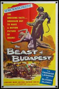 m119 BEAST OF BUDAPEST one-sheet movie poster '58 legions of bloody glory!