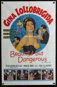 m122 BEAUTIFUL BUT DANGEROUS one-sheet movie poster '57 Gina Lollobrigida