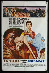 m123 BEAUTY & THE BEAST one-sheet movie poster '62 Mark Damon, Taylor