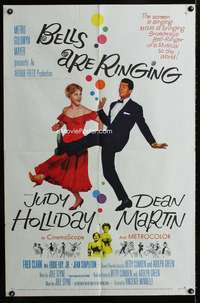 m130 BELLS ARE RINGING one-sheet movie poster '60 Judy Holliday, Martin