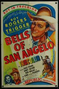 m131 BELLS OF SAN ANGELO one-sheet movie poster '47 Roy Rogers, Dale Evans
