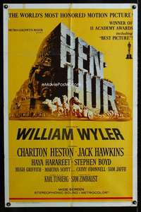m132 BEN HUR one-sheet movie poster R69 Charlton Heston, William Wyler