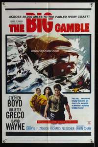 m135 BIG GAMBLE one-sheet movie poster '61 Stephen Boyd, Juliette Greco
