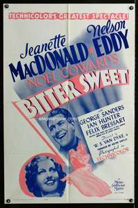 m141 BITTER SWEET one-sheet movie poster R62 Jeanette MacDonald, Eddy