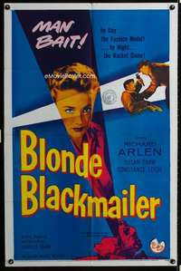 m144 BLONDE BLACKMAILER one-sheet movie poster '58 bad girl man bait!