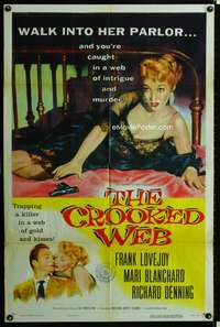 m165 CROOKED WEB one-sheet movie poster '55 bad girl with gun, film noir!