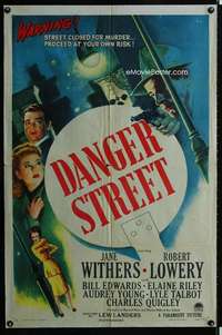 m173 DANGER STREET one-sheet movie poster '47 street closed for murder!
