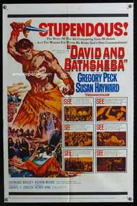 m177 DAVID & BATHSHEBA one-sheet movie poster R60 Gregory Peck, Hayward