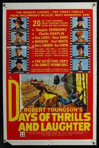m182 DAYS OF THRILLS & LAUGHTER one-sheet movie poster '61 Charlie Chaplin