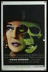 m186 DEAD RINGER one-sheet movie poster '64 creepy Bette Davis image!