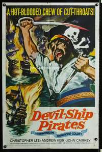 m189 DEVIL-SHIP PIRATES one-sheet movie poster '64 Christopher Lee, Hammer