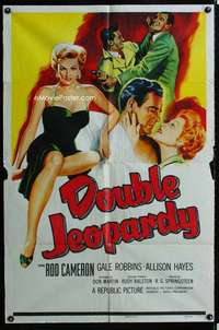 m191 DOUBLE JEOPARDY one-sheet movie poster '55 very sexy Allison Hayes!
